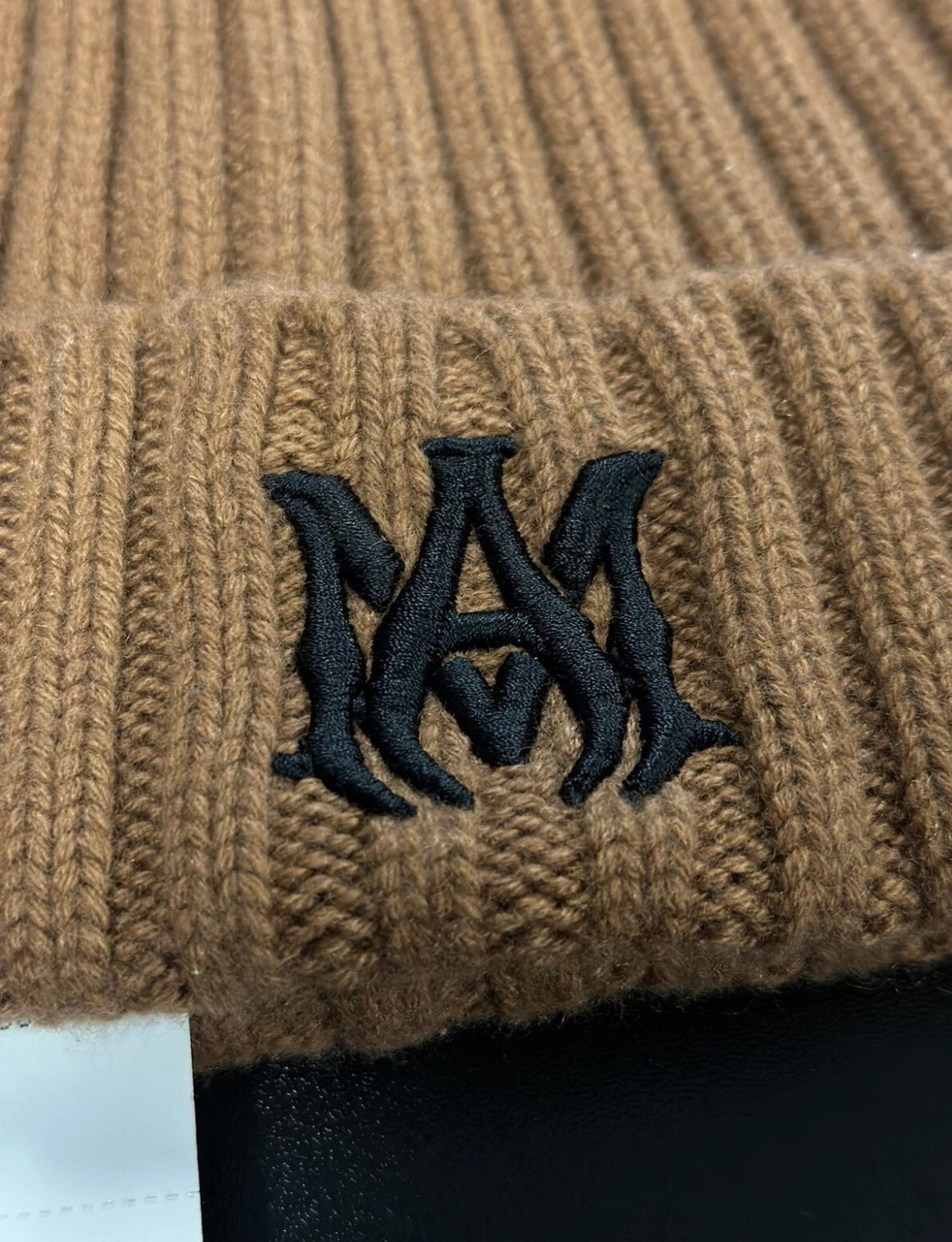 AMIRI Knit Wool Beanie Cap Brown Hat Amiri Logo