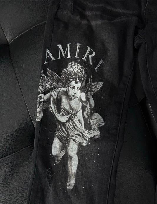 Amiri Black Angel Logo Jeans