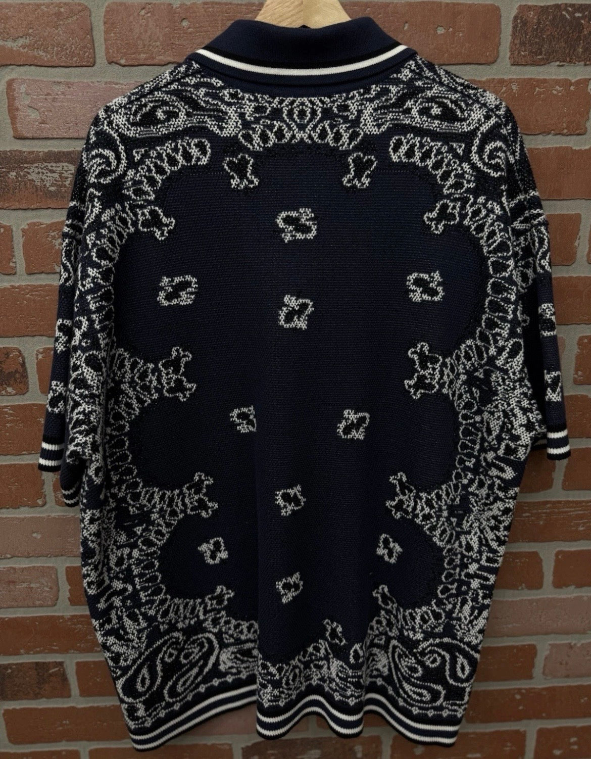 Amiri Bandana Short Sleeve Polo Shirt Blue Dress Style