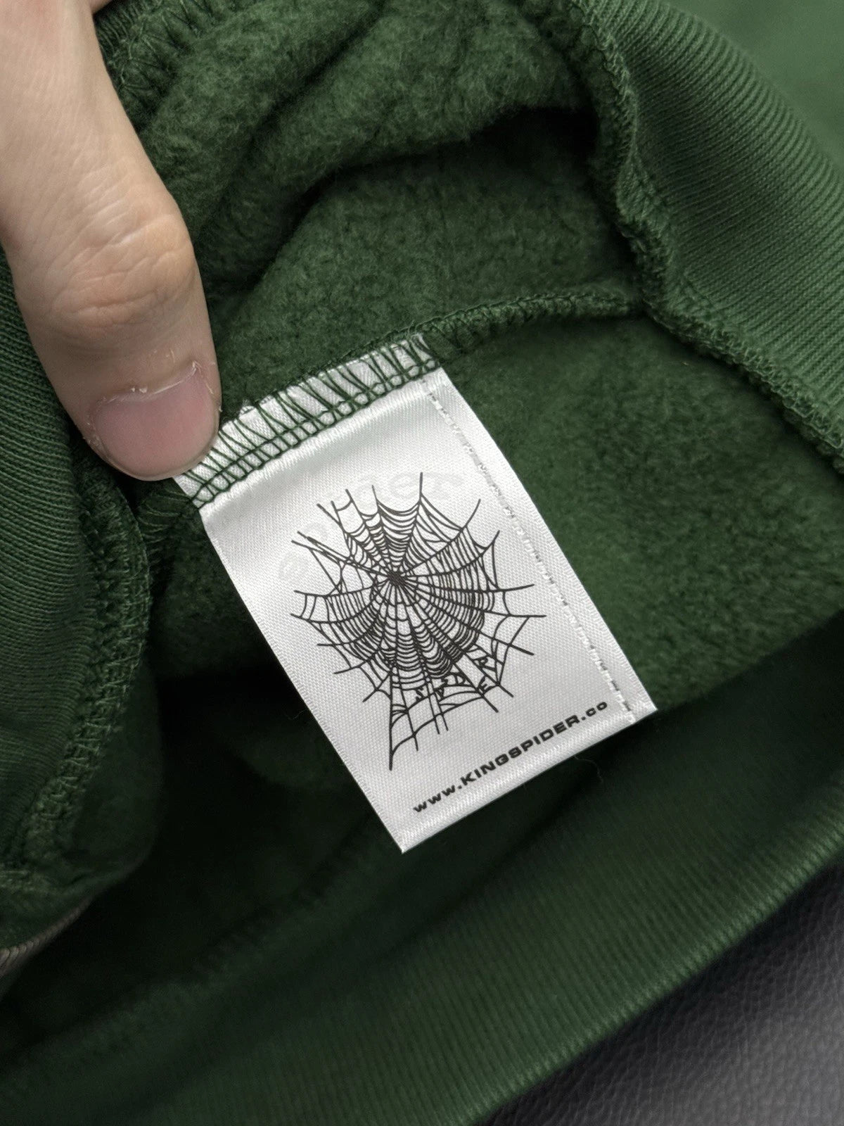 Sp5der Worldwide Green Zip Up Studded Hoodie