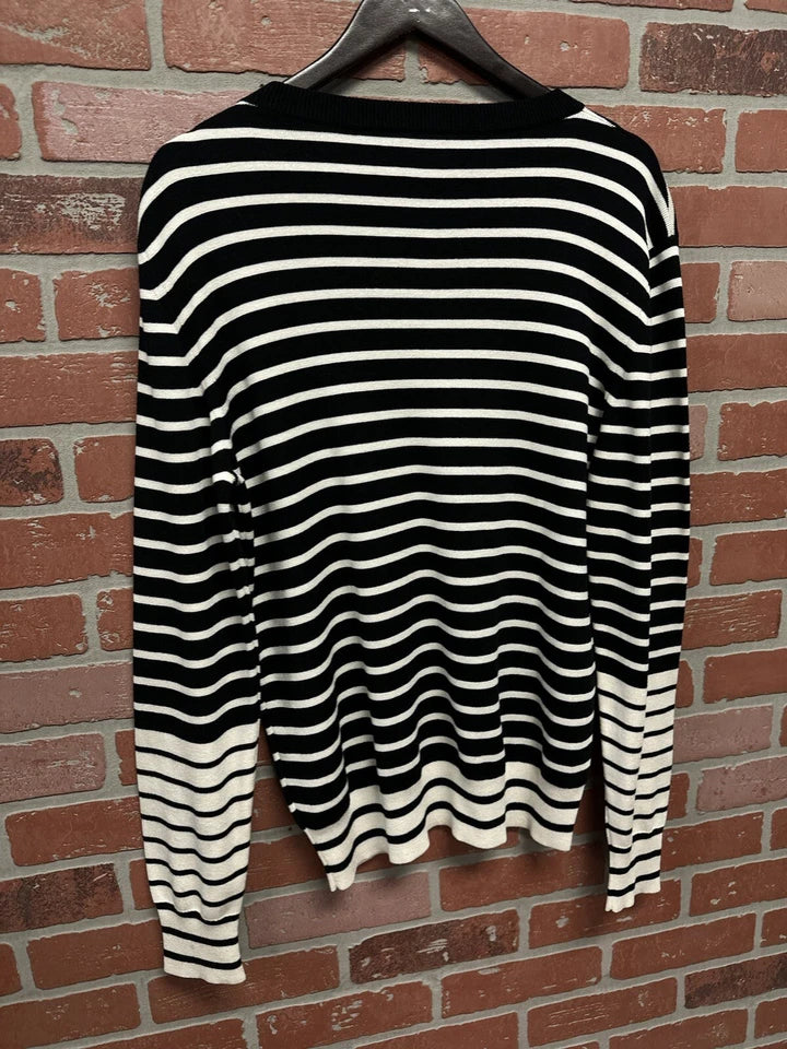 Dior Long Sleeve Pullover Knit Tee Blue/White