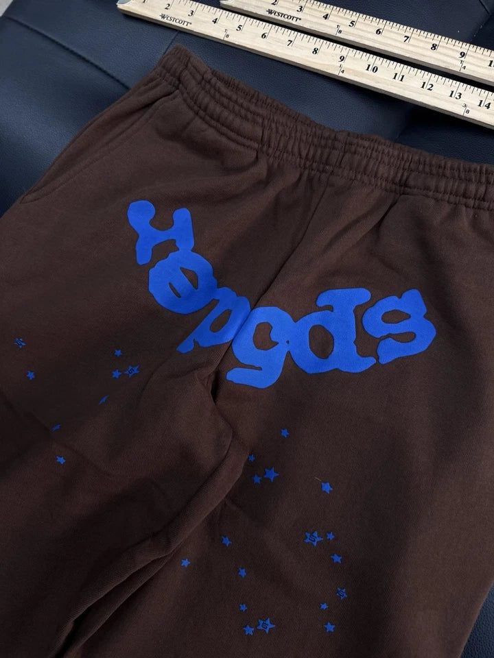 Sp5der Worldwide Brown Blue Sweats