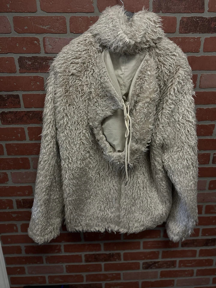 Marni Oat Shaggy Fur Jacket With Removable Hood