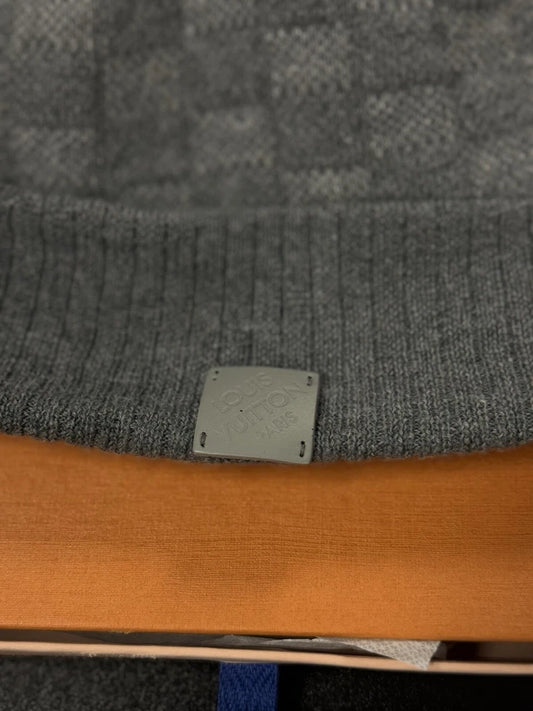 Louis Vuitton Mens Grey Beanie Damier Print