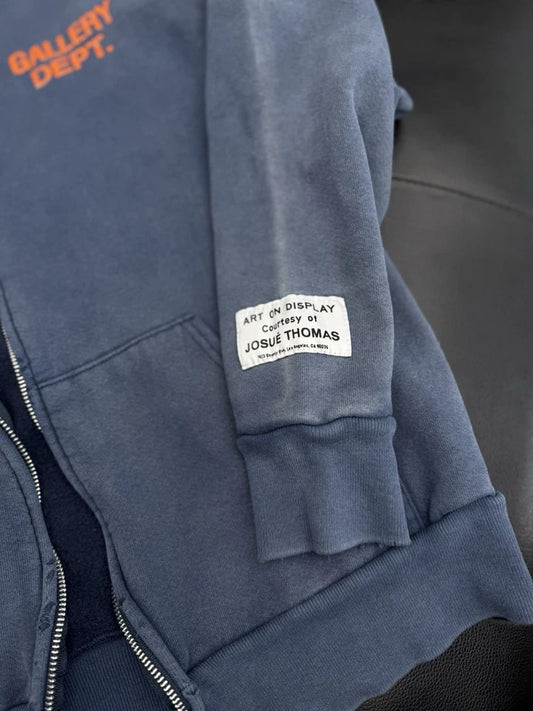 Gallery Dept. Blue Zip Up Sweatshirt Hoodie