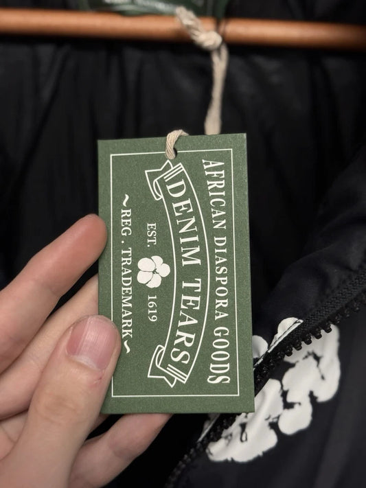 Cotton Wreath Puffer Jacket Denim Tears Coat