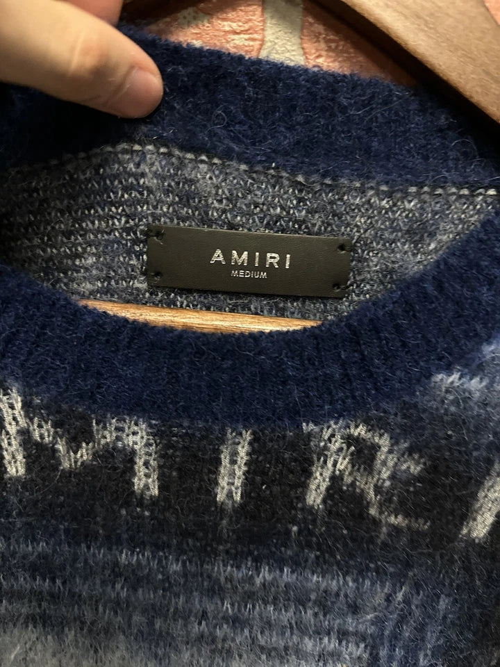 Amiri Crewneck Cotton & Cashmere Blue Tee