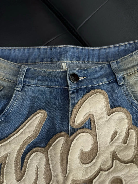 F**K EM Denim Shorts Patchwork