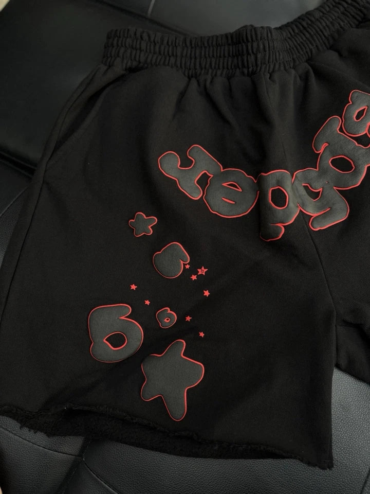 Sp5der OG Web V2 Phantom Sweatshort "Black Red" Brand New Authentic 2025