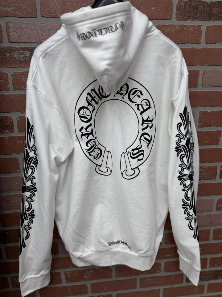 Chrome Hearts Floral Logo Zip Up Hoodie White
