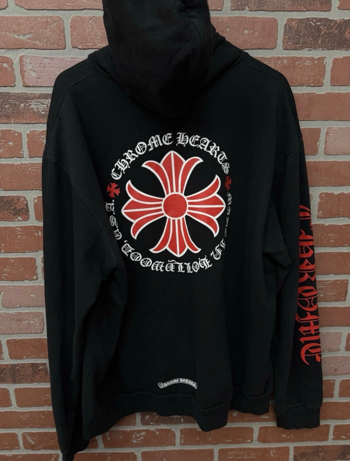 Chrome Hearts Mens Black Red Hoodie Sweatshirt