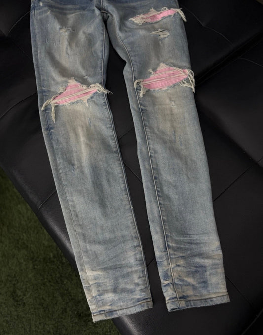 Amiri Blue Jeans Pink MX1