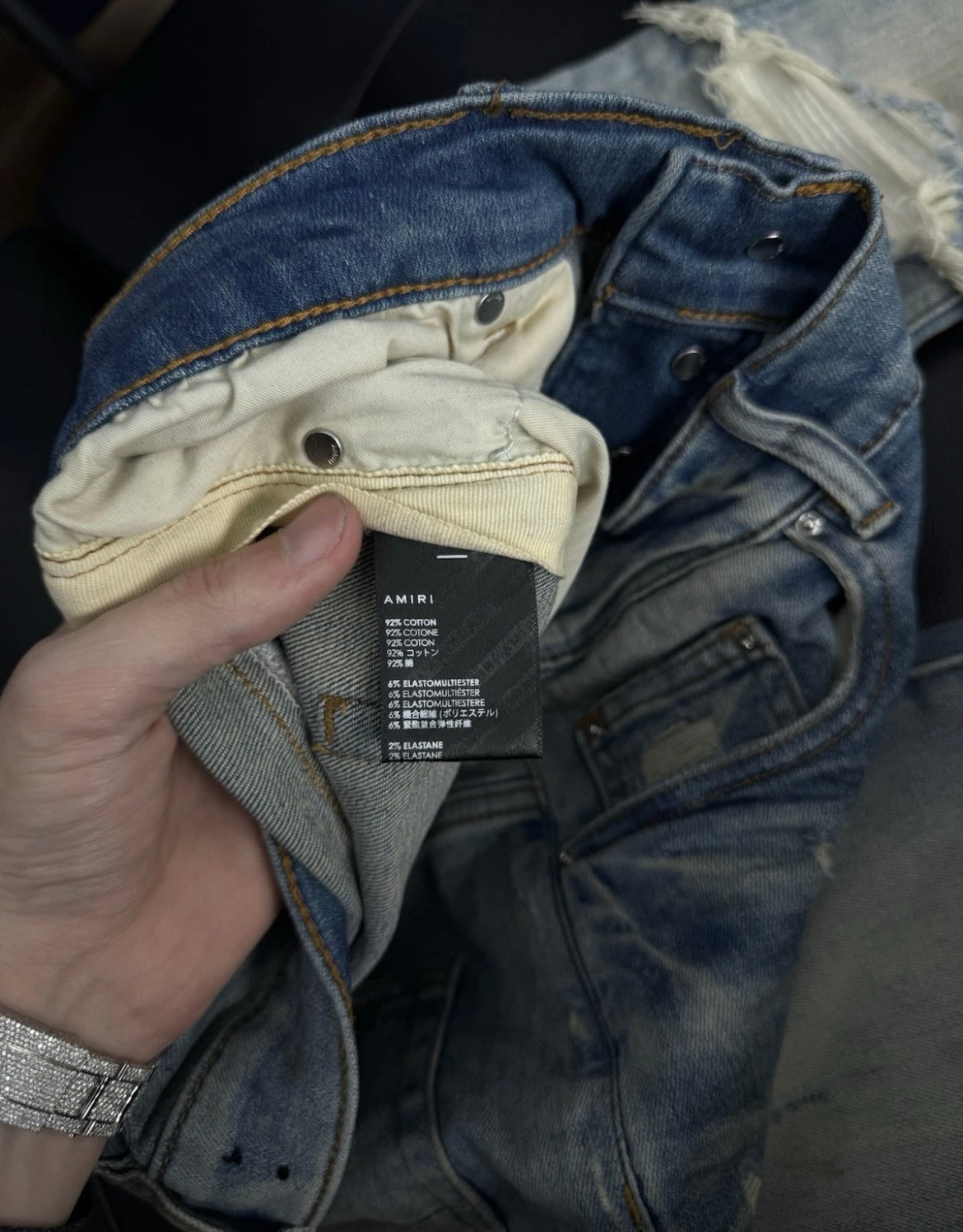 Amiri Blue White Patch Jeans