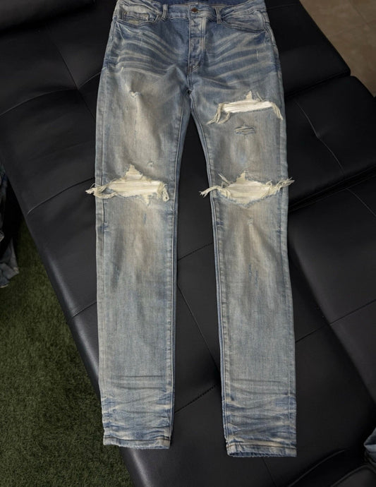 Amiri Blue White Patch Jeans