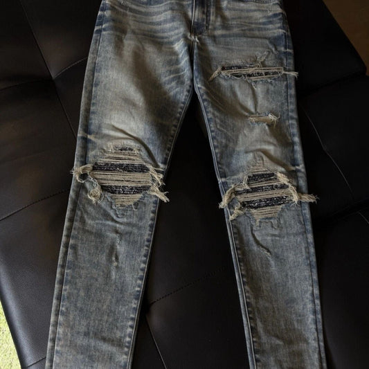 Amiri Jeans Blue MX1 Black Bandanna