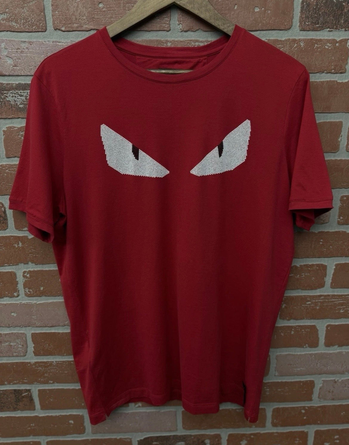 FENDI Red Cotton Silver Eyes T-Shirt Top