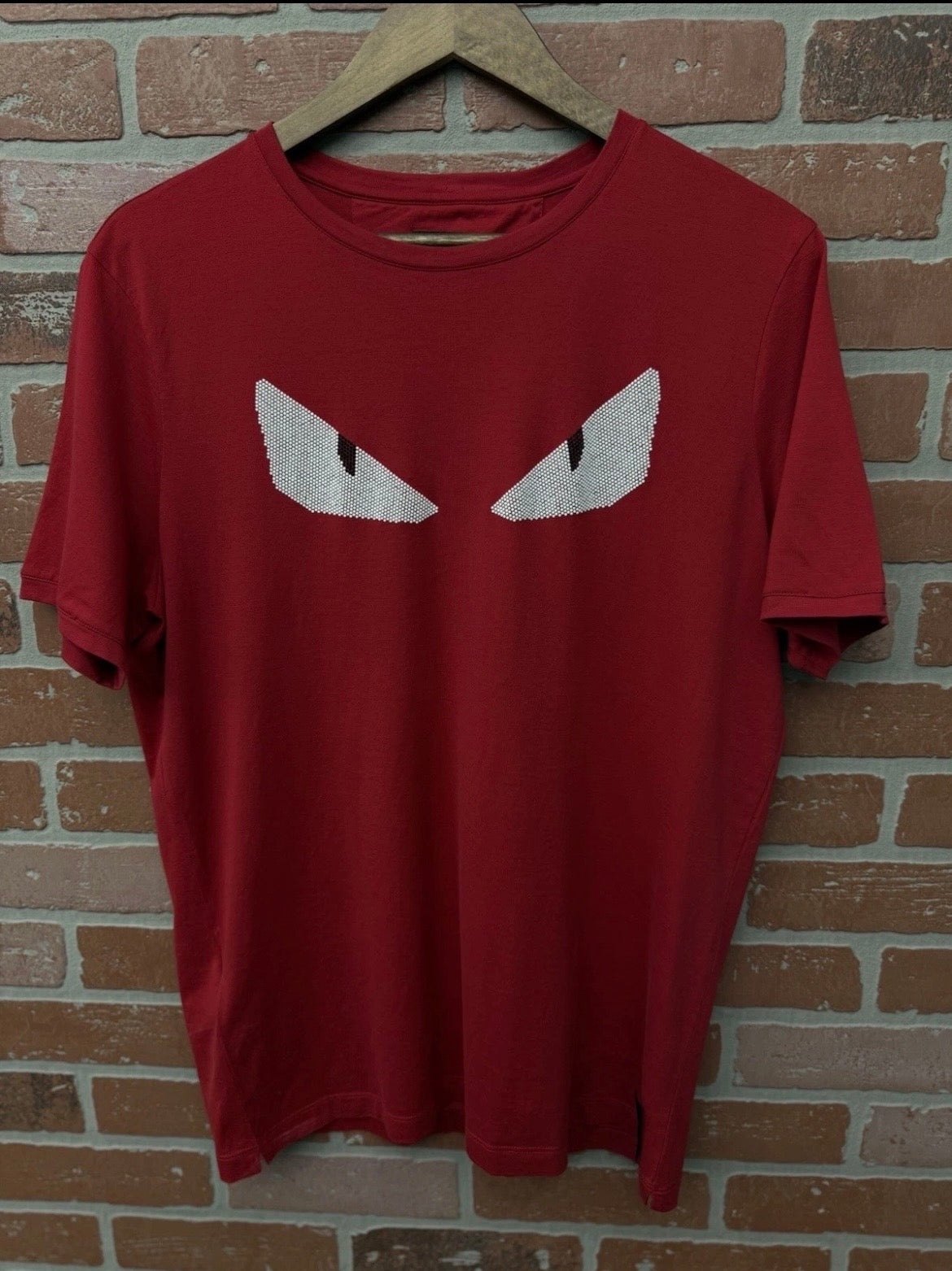 FENDI Red Cotton Silver Eyes T-Shirt Top