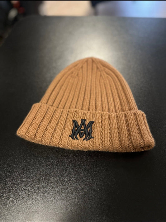 AMIRI Knit Wool Beanie Cap Brown Hat Amiri Logo