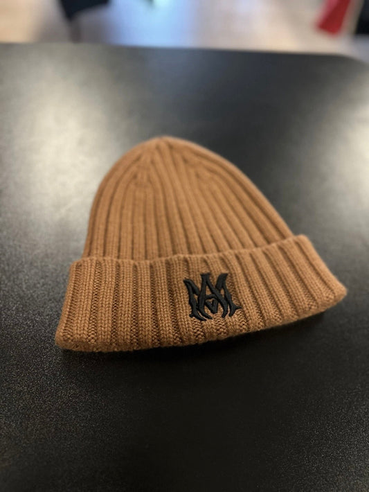 AMIRI Knit Wool Beanie Cap Brown Hat Amiri Logo