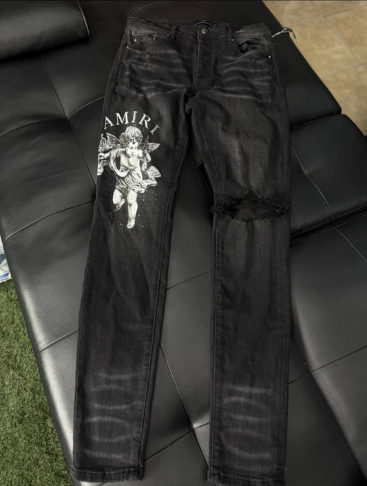 Amiri Black Angel Logo Jeans