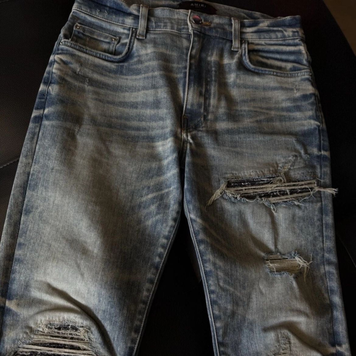 Amiri Jeans Blue MX1 Black Bandanna