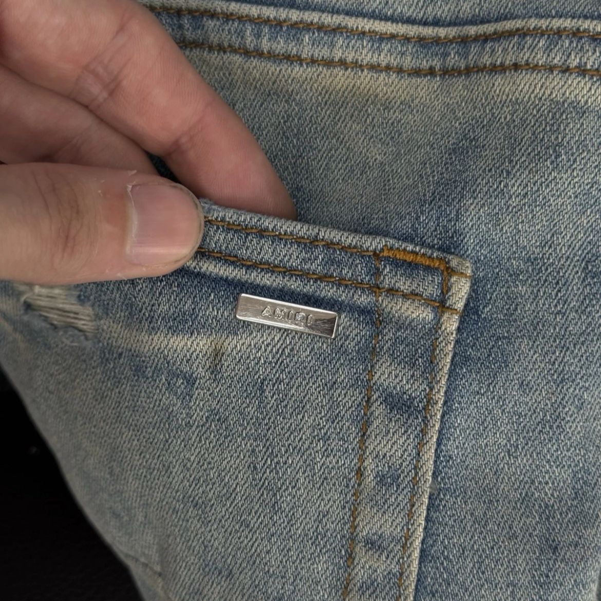 Amiri Jeans Blue MX1 Black Bandanna