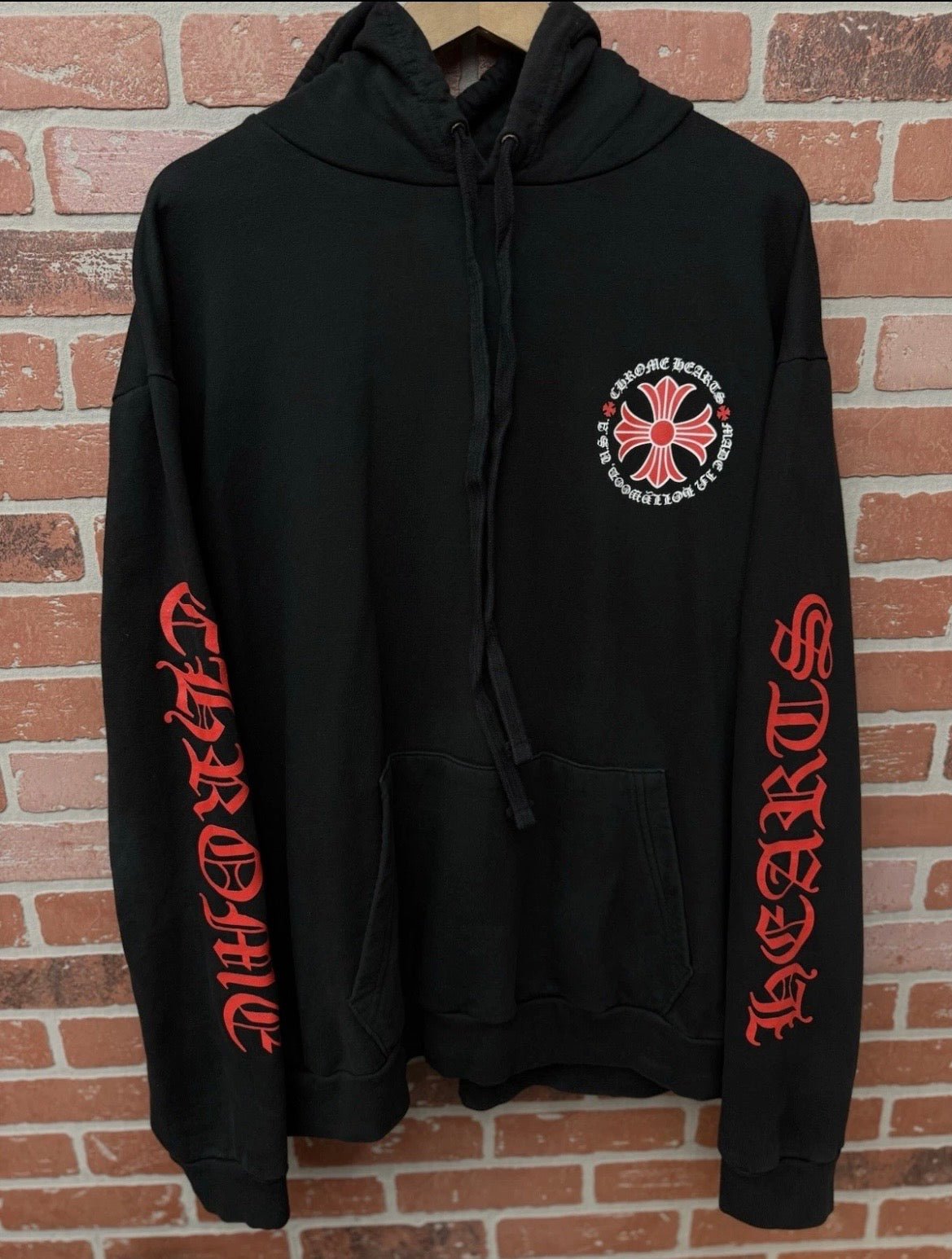 Chrome Hearts Mens Black Red Hoodie Sweatshirt