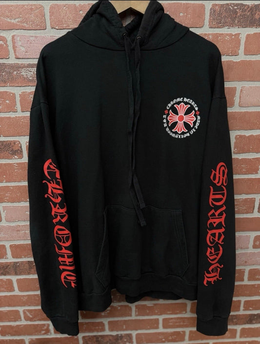 Chrome Hearts Mens Black Red Hoodie Sweatshirt