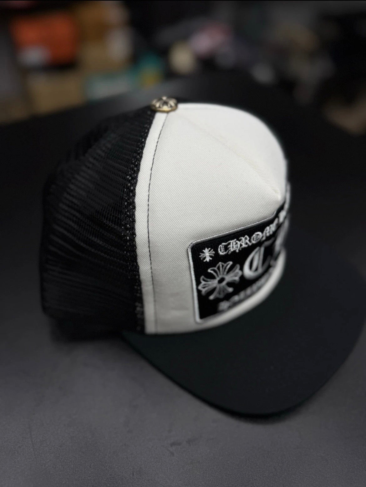 Chrome Hearts Black Patch Trucker Hollywood White