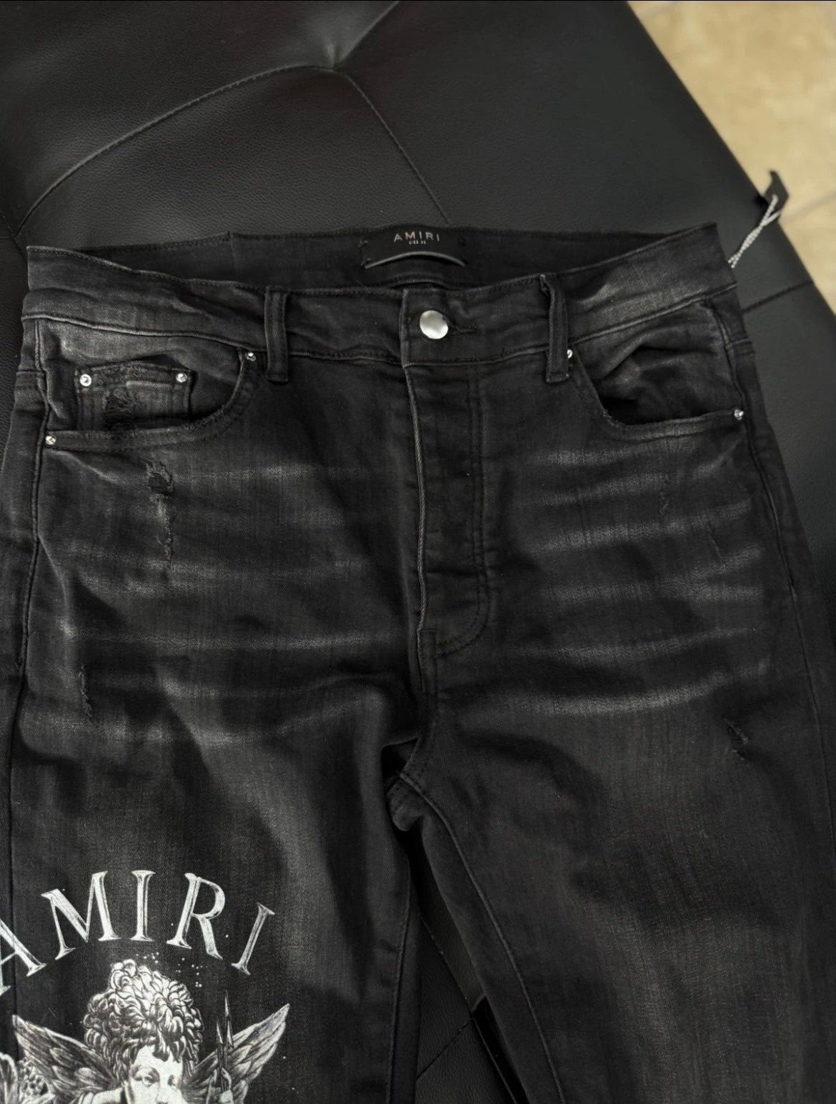 Amiri Black Angel Logo Jeans