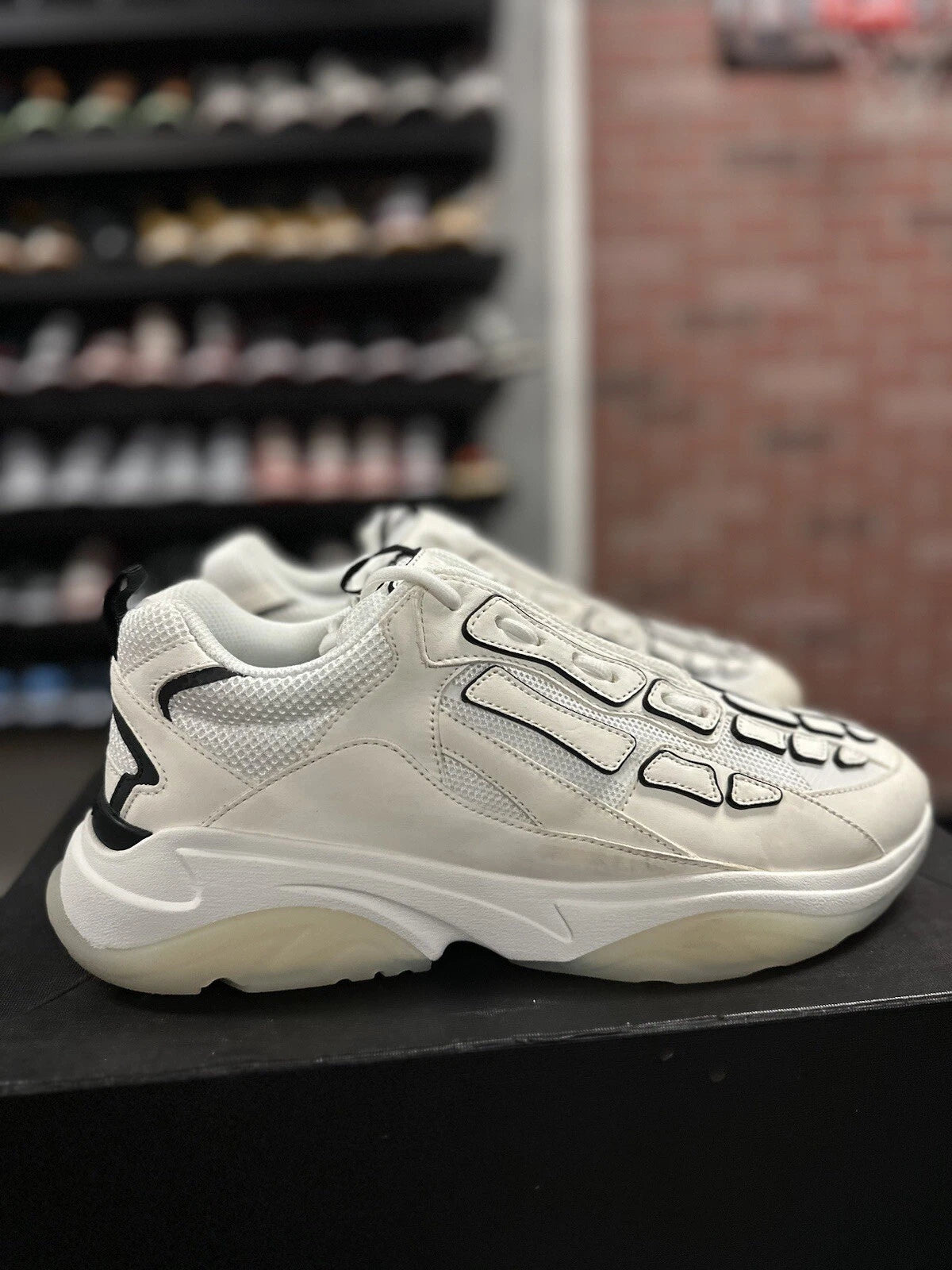 Amiri Bone Runner White & Black Painted Edge Sneakers