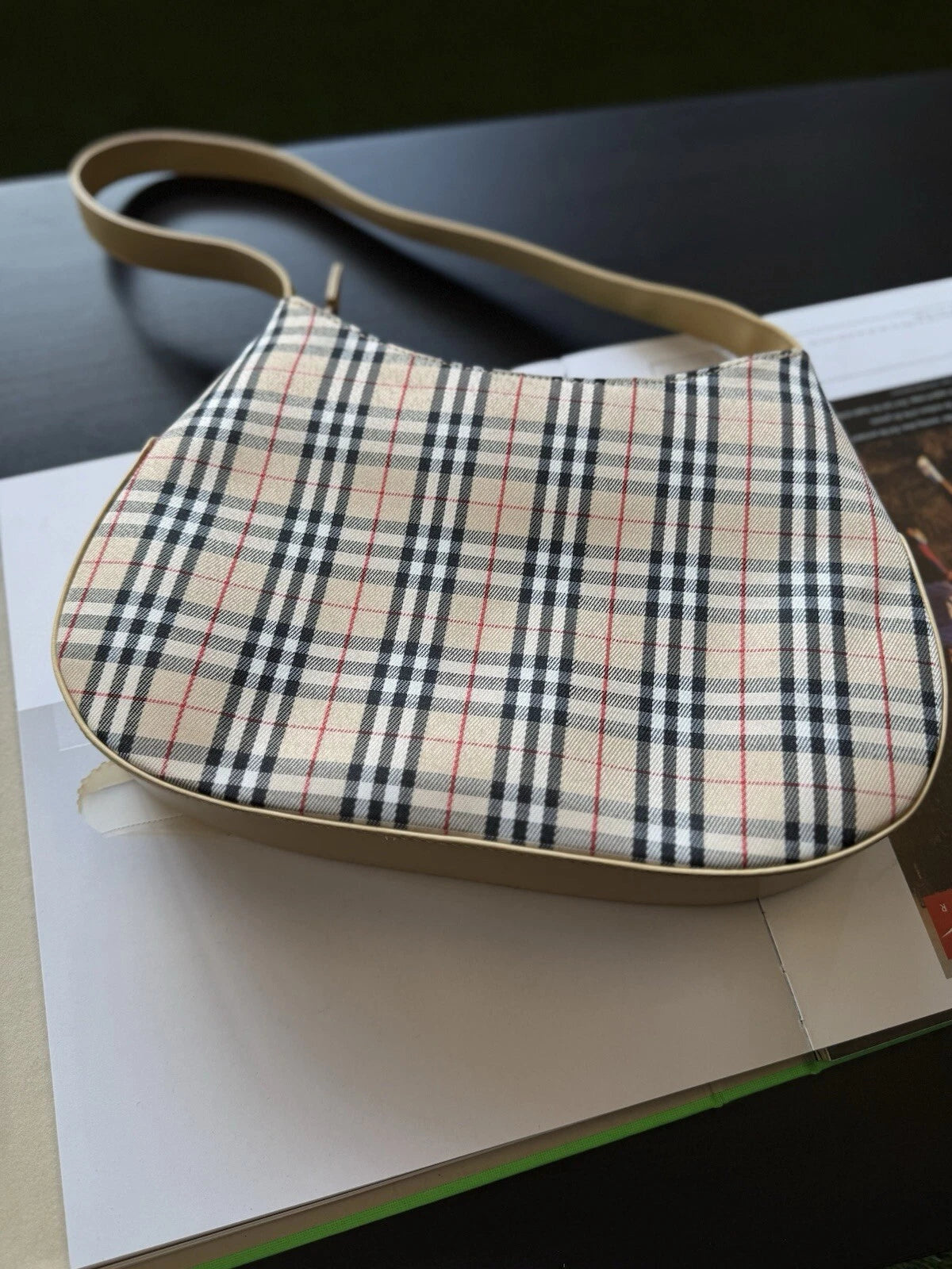 Burberry Vintage Shoulder Bag Check Strap