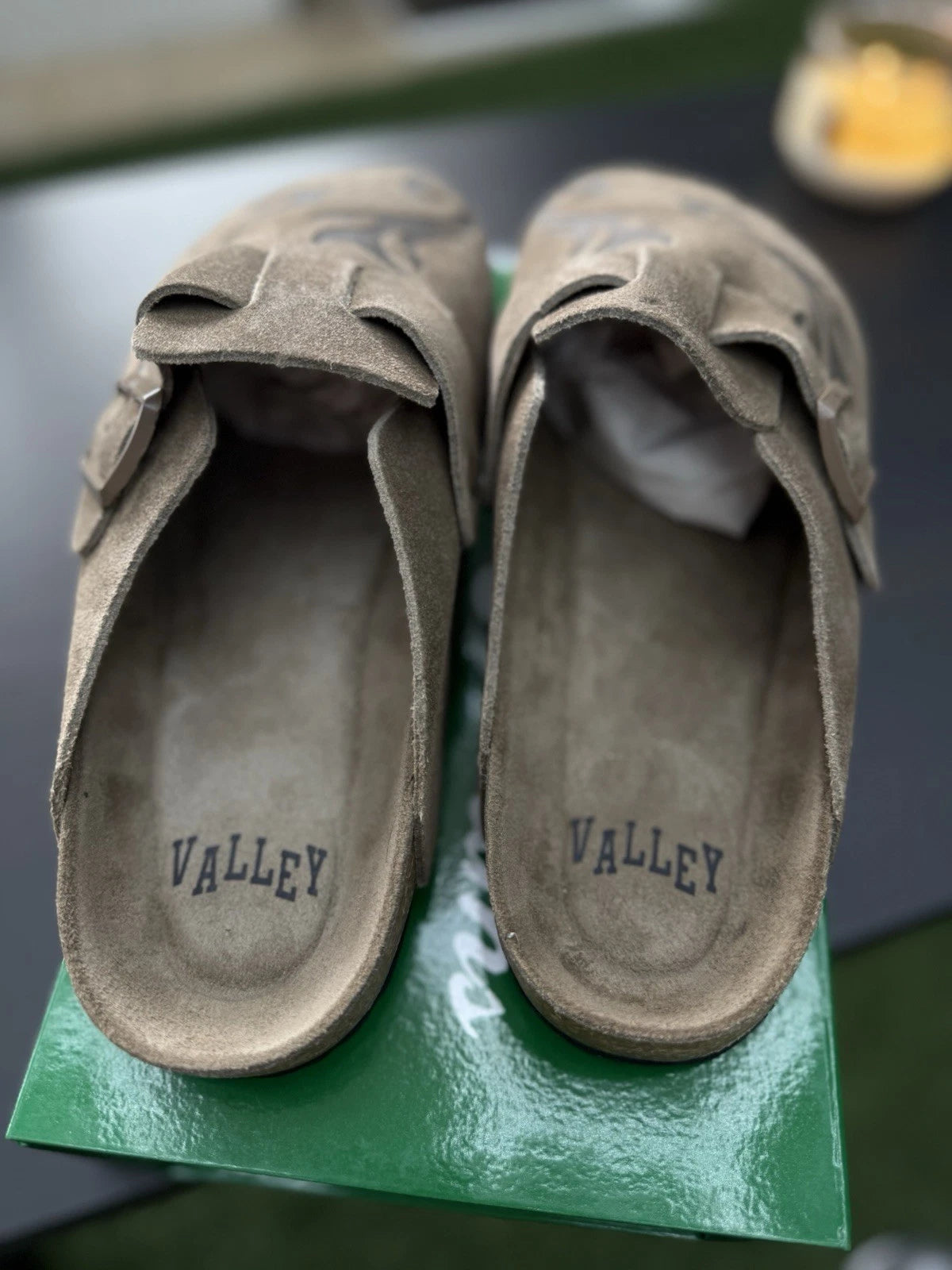 Vale Chocolate Suede Clog Shoes Slip On