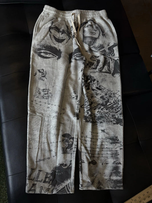 Vale lives Valley Track White Mural Drawstring Sweatpants