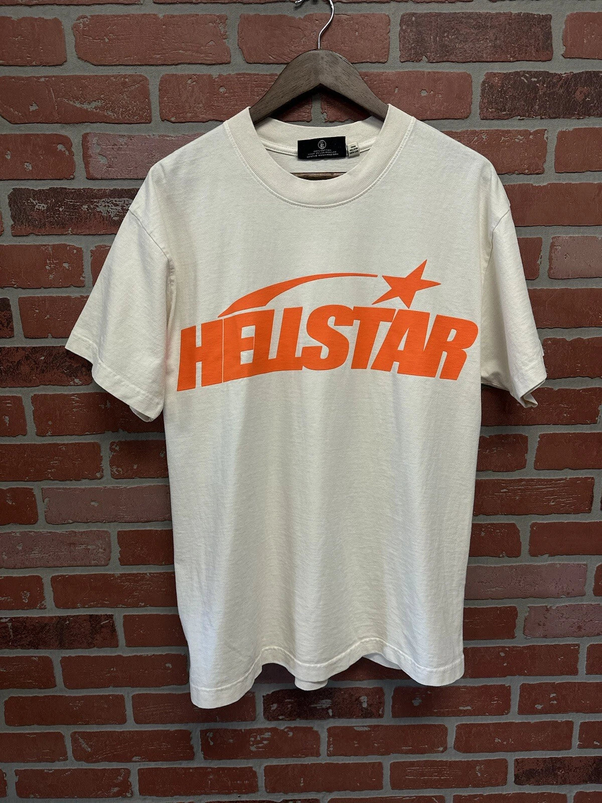 Hellstar Classic White Logo T Shirt Orange Gel Print