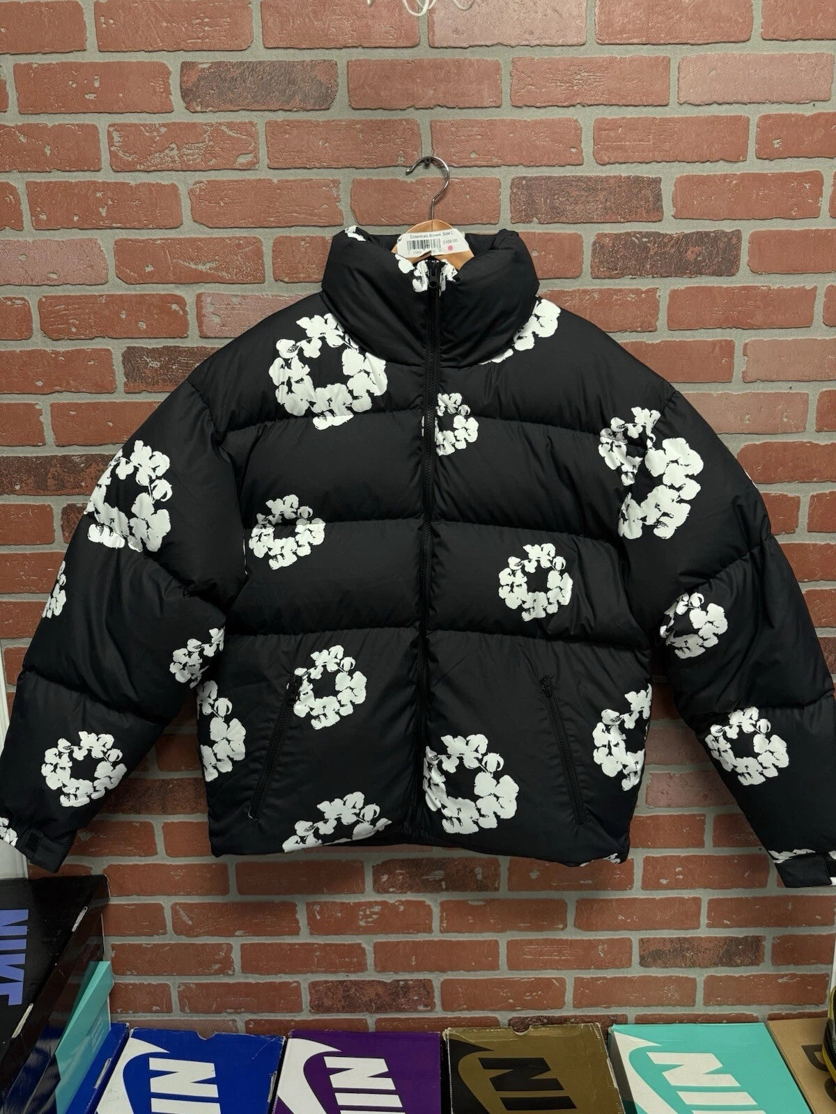 Cotton Wreath Puffer Jacket Denim Tears Coat