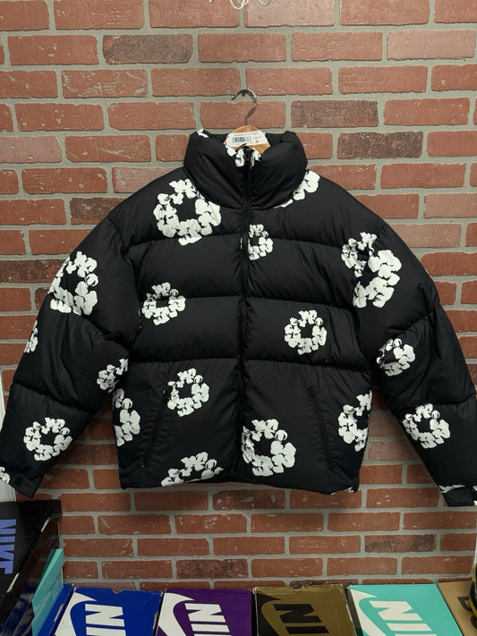 Cotton Wreath Puffer Jacket Denim Tears Coat