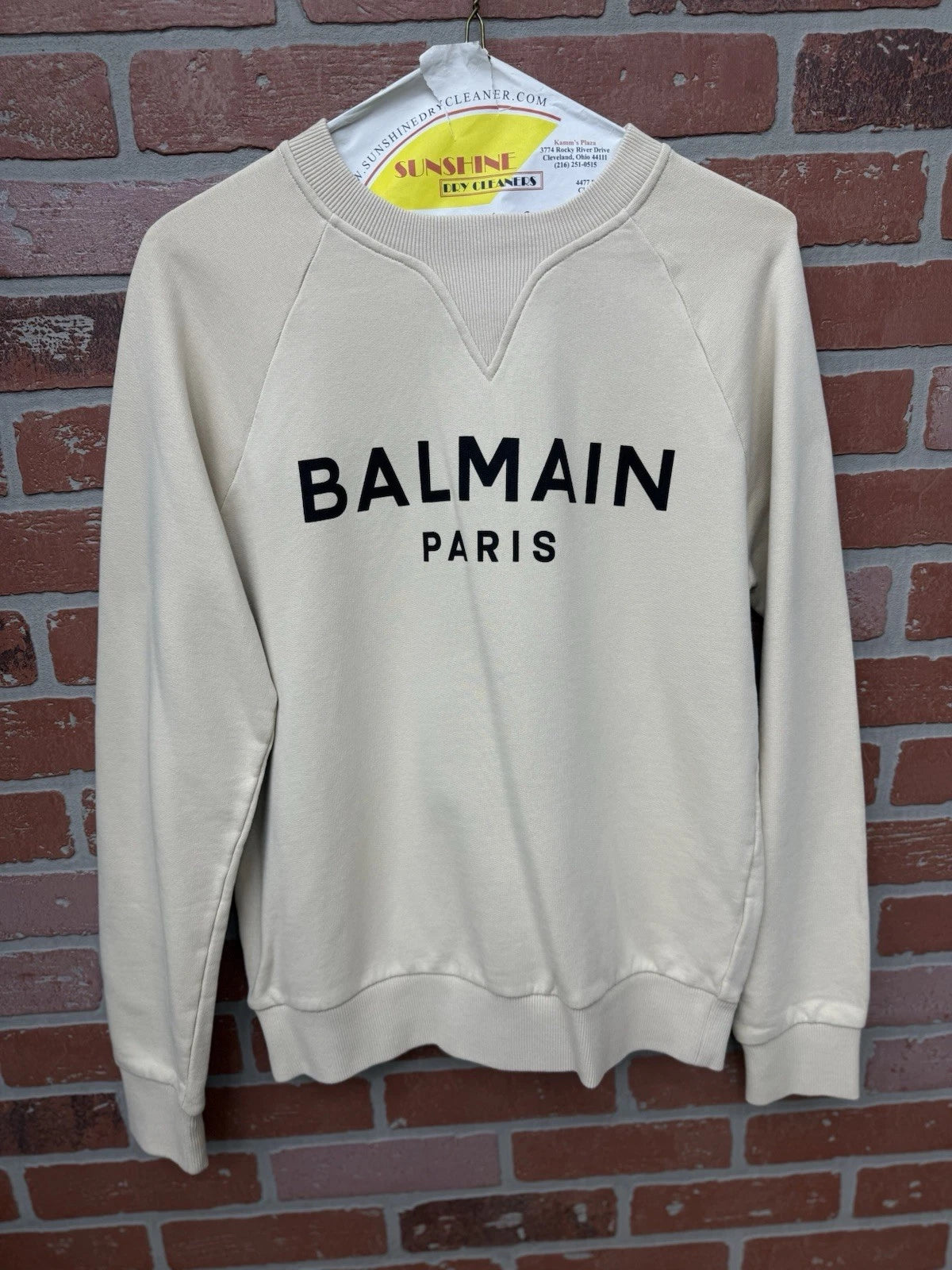 Balmain Beige Printed Logo Sweatshirt