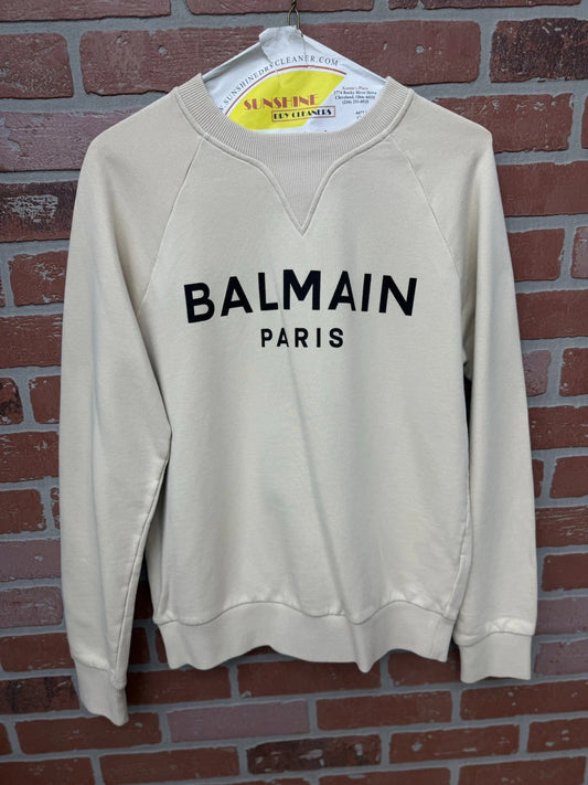Balmain Beige Printed Logo Sweatshirt