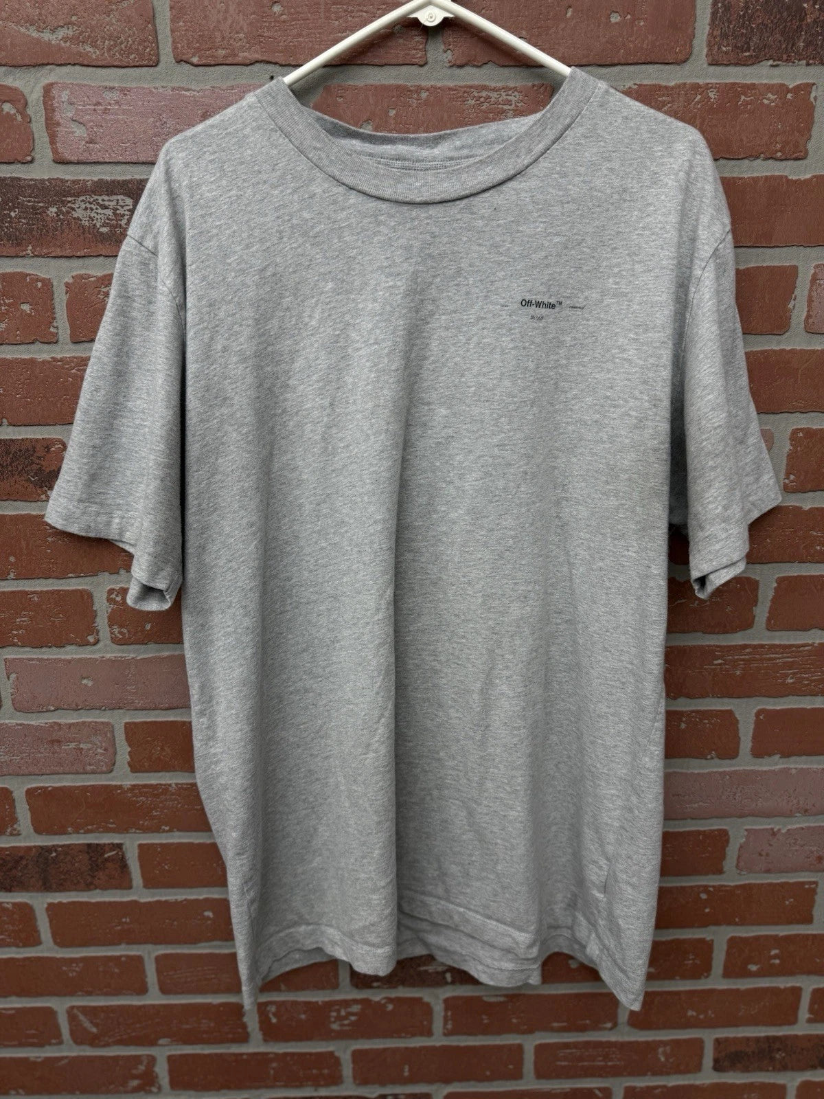 Off White T Shirt Grey Plain Logo
