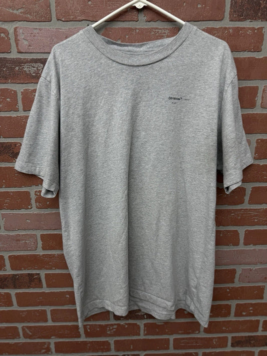 Off White T Shirt Grey Plain Logo
