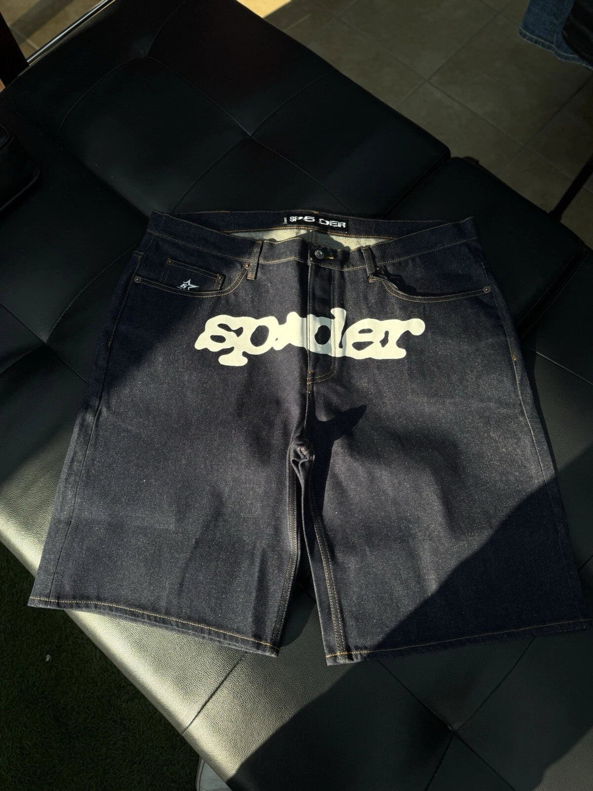 Sp5der OG Logo Denim Shorts
