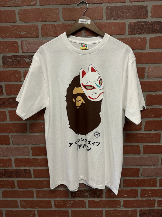 A Bathing Ape Bape Fox Mask White Tee