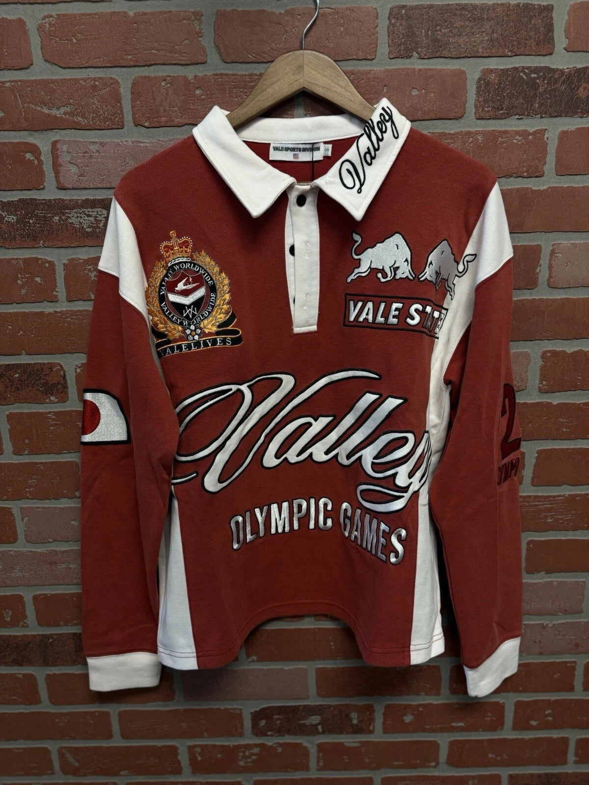 Vale Forever Valley Dreams Rugby Red Long-Sleeve Tee