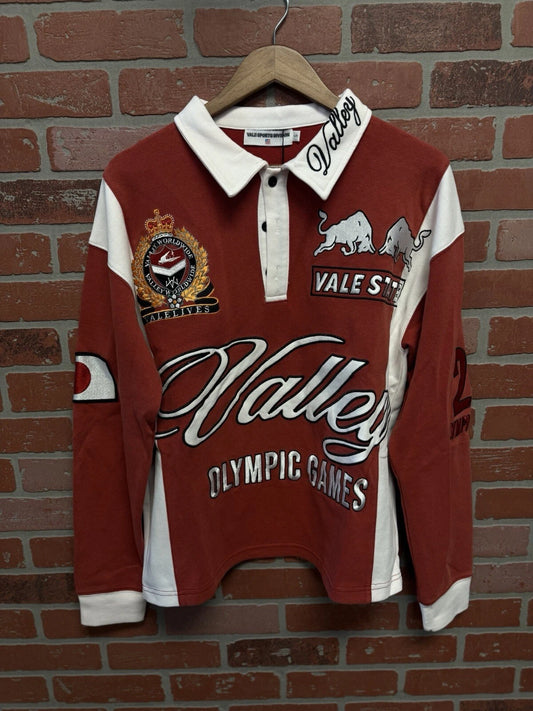 Vale Forever Valley Dreams Rugby Red Long-Sleeve Tee