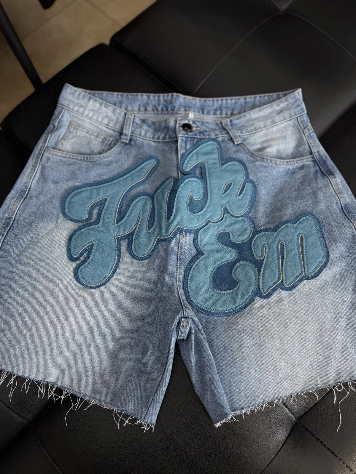 F**K EM Denim Shorts Patchwork