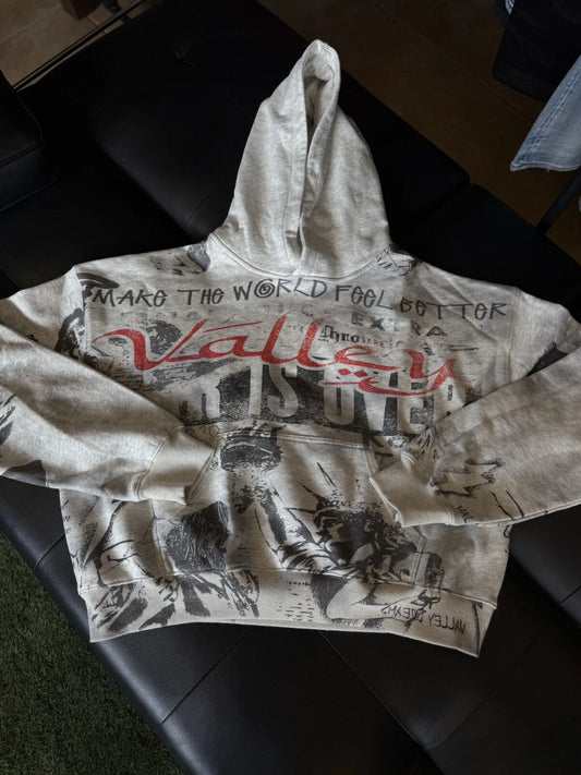 Vale Mural Pull Over Hoodie Grey