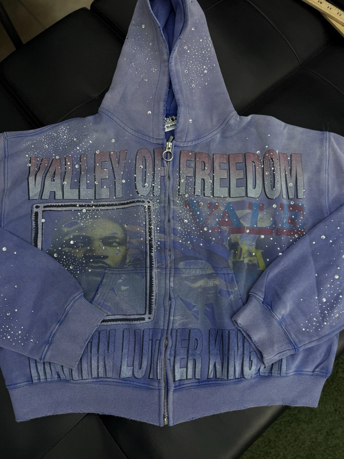 Valley Hoodie Stone Zip Up Blue Crystals