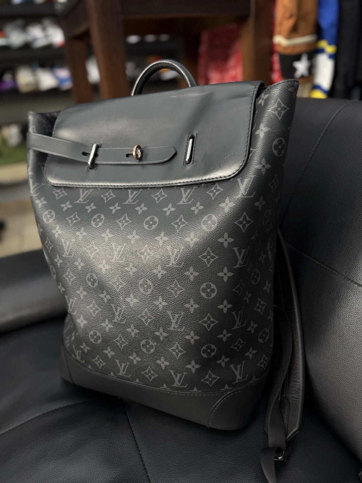 Louis Vuitton Steemer Backpack Eclipse Canvas Leather Black LV