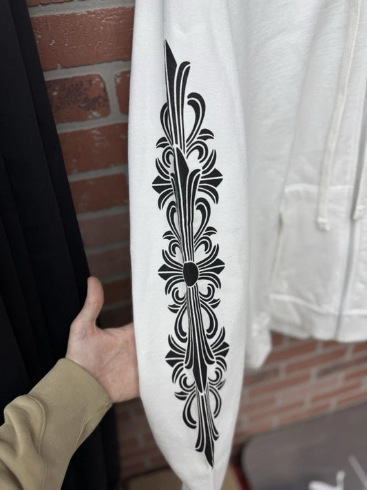 Chrome Hearts Floral Logo Zip Up Hoodie White